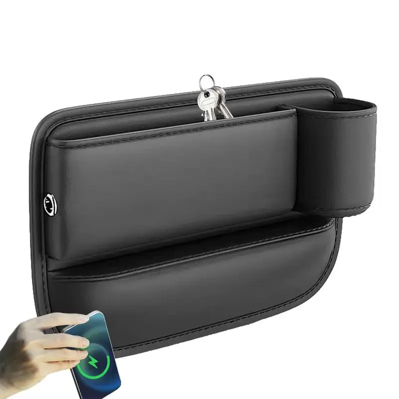 Car Console Side Pocket Car Side Seat Storage Pocket Organizer With Cupholder Car Organizer Front Seat Console For Keys Tissues