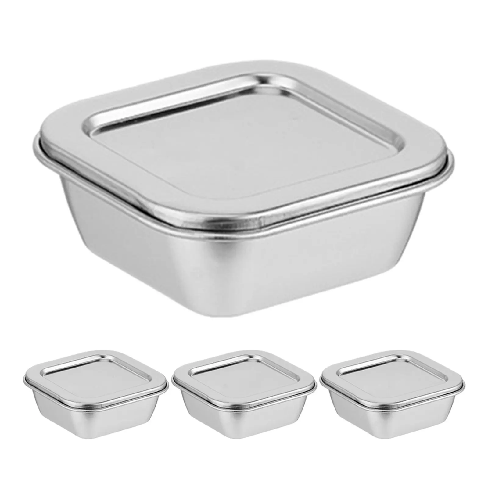 4Pcs Premium Stainless Steel Food Storage Containers Lids Sample Testing Boxes for School Canteen Research Institute