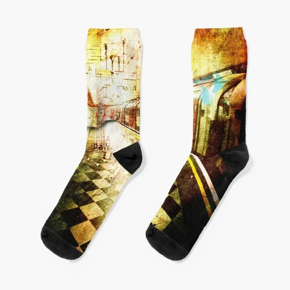 

London Tube Tapestry Socks fashionable designer colored halloween Socks Male Women's
