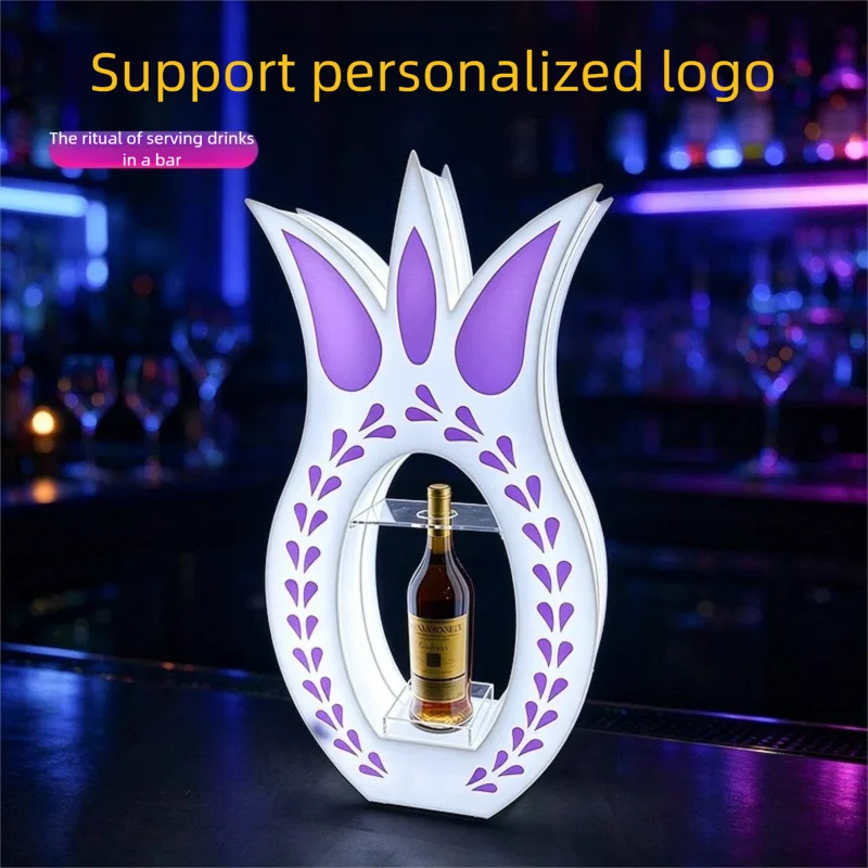 Creative Pineapple LED Luminous Wine Tray Nighttime Display Stand Bar Atmosphere Western Wine Seat Unique Lighting Accessory