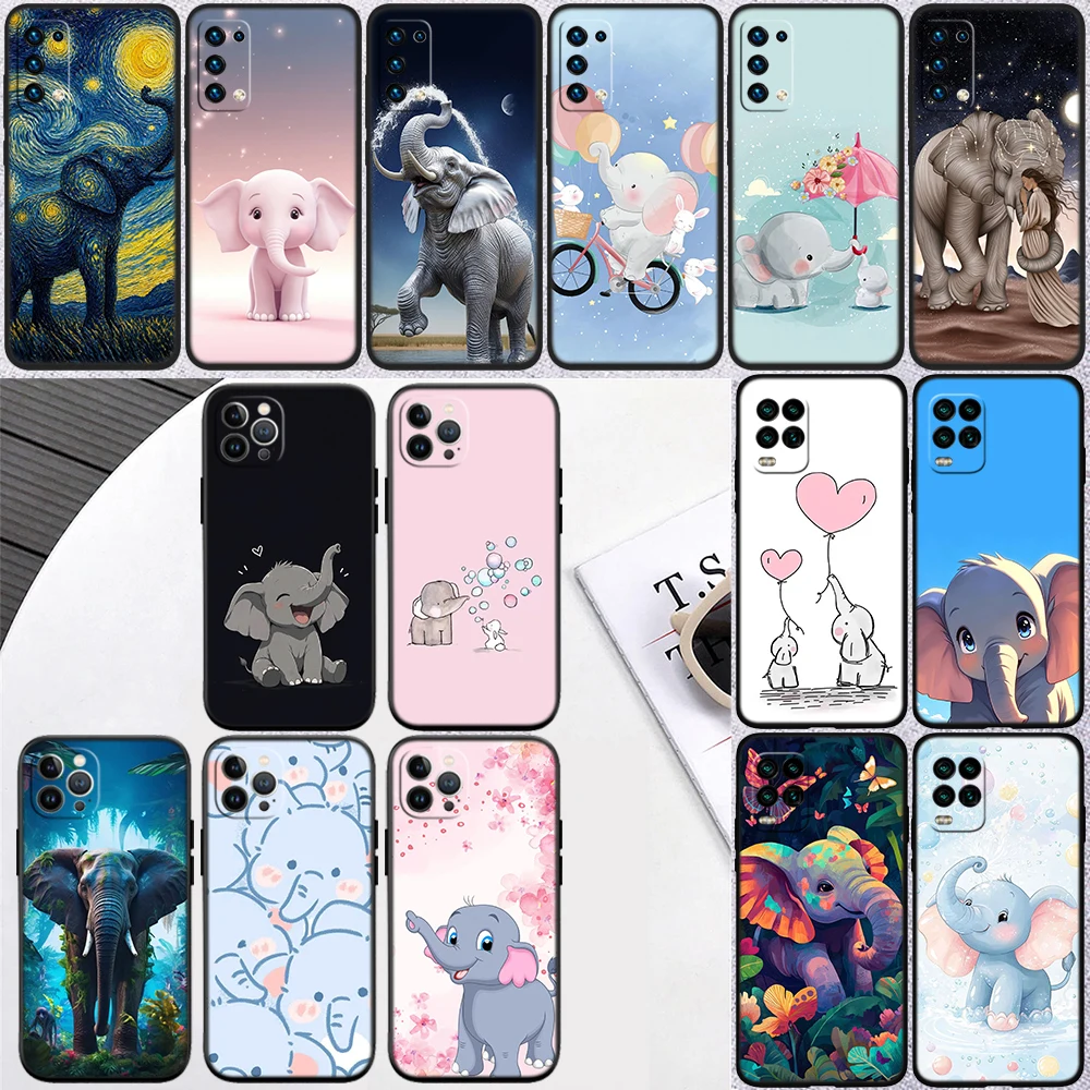 IO48 Cartoon Elephant Art Phone Case for Samsung Galaxy S20 S21 Ultra FE Plus A26 A30 A30S A31 A52 A42 A50 A50S