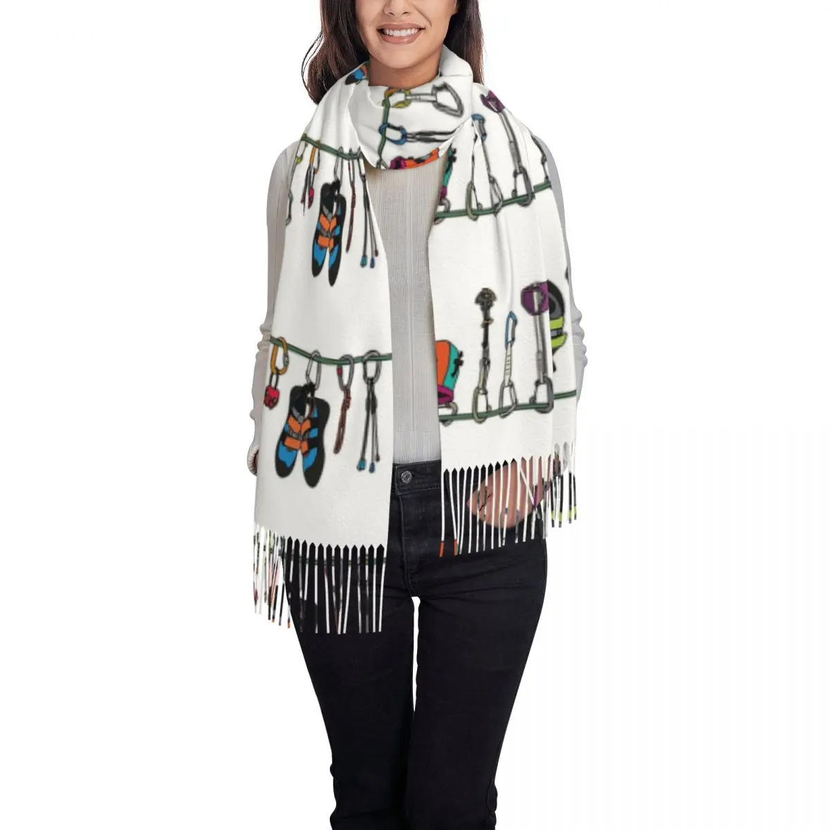 Climbing Gear On The Line Scarf Tassel Scarves for Women Soft Warm Shawls and Wraps Large Fall Winter Shawl Wrap