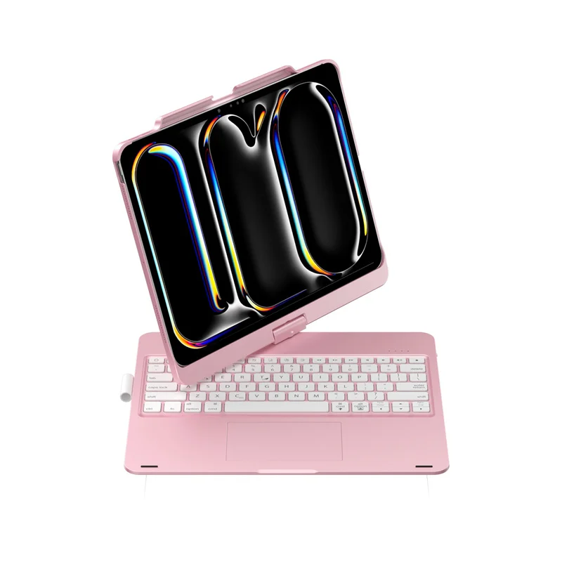 Adequado para 2024 ipad m4 pro/air 13 polegadas/ipad pro 12.9 polegadas (2022/2021/2020/2018) rotação de 360 graus 7 cores backlight touchpad bt caso de teclado sem fio