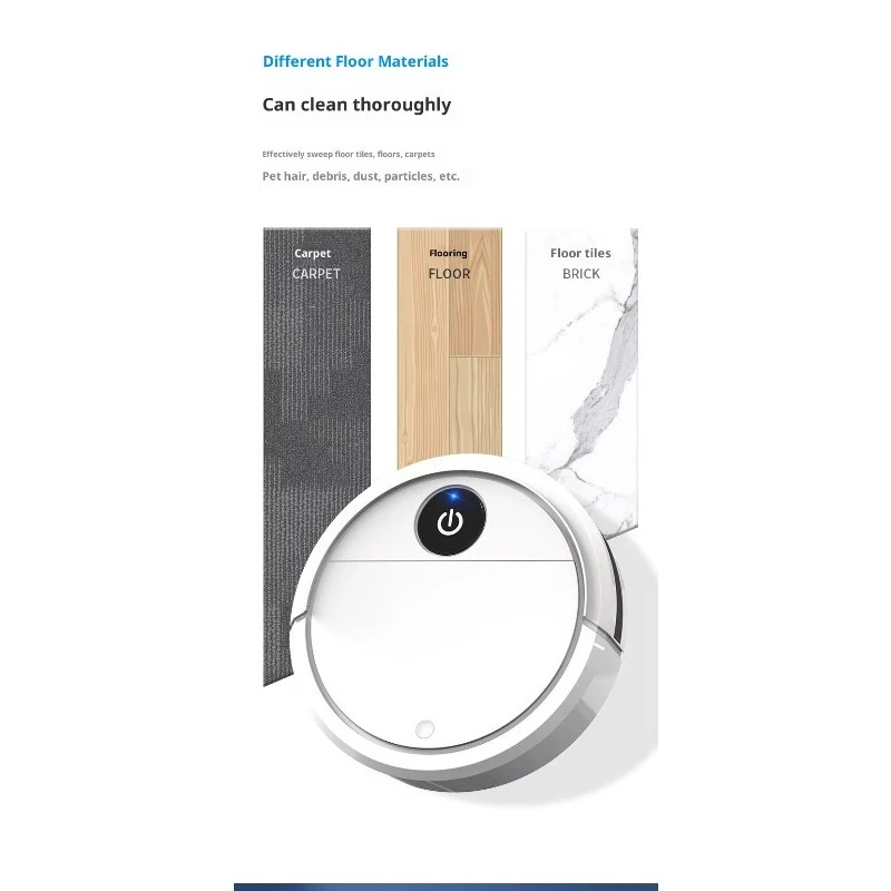 مكنسة كهربائية ذكية لتطهير الأرضيات المنزلية تعمل بمنفذ USB وفرشاة جانبية متكاملة وظيفة جافة