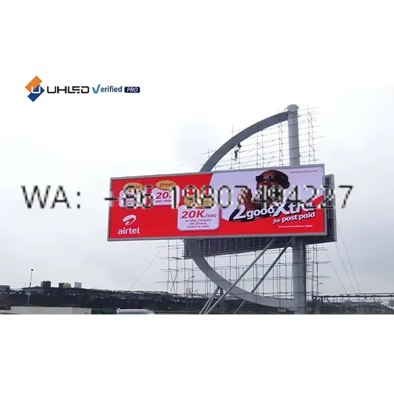 for UHLED Large P10 LED Display Screen Outdoor Advertising IP66 Full Aluminum Energy Cabinet Roadside Digital Billboard