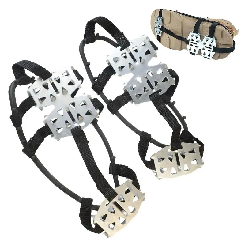 Ice Cleats 24-Teeth Shoe Cleats for Snow and Ice over Shoe Boot Traction Cleat Spikes Non-slip Shoe Cover for Hiking Walking