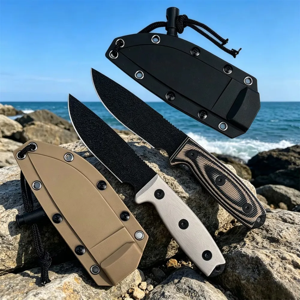 Reliable Outdoor Survival Fixed Blade Knife, Corrosion Resistant D2 Blade and Shockproof G10 Handle for Long Term Daily Carry