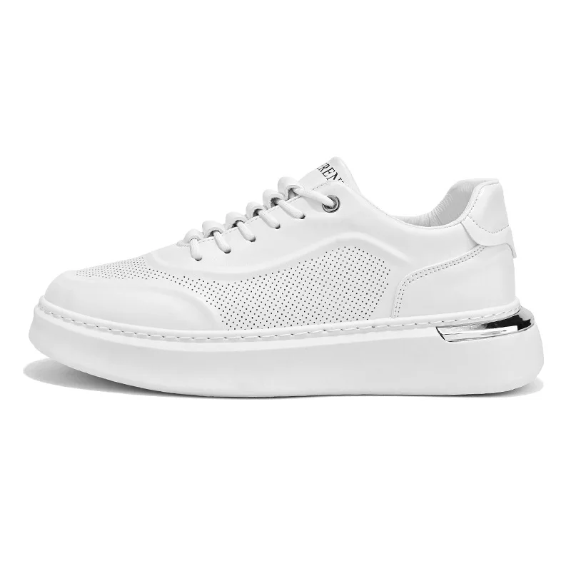 Zapatillas deportivas antideslizantes para hombre, zapatos informales con plataforma, cómodos, gruesos, blancos, para correr, 2024