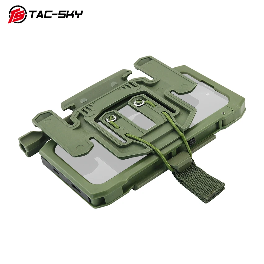 Tactical vest mobile phone mount for MOLLE featuring a tactical outdoor phone case for the iPhone 14 Pro and iPhone 15 Pro