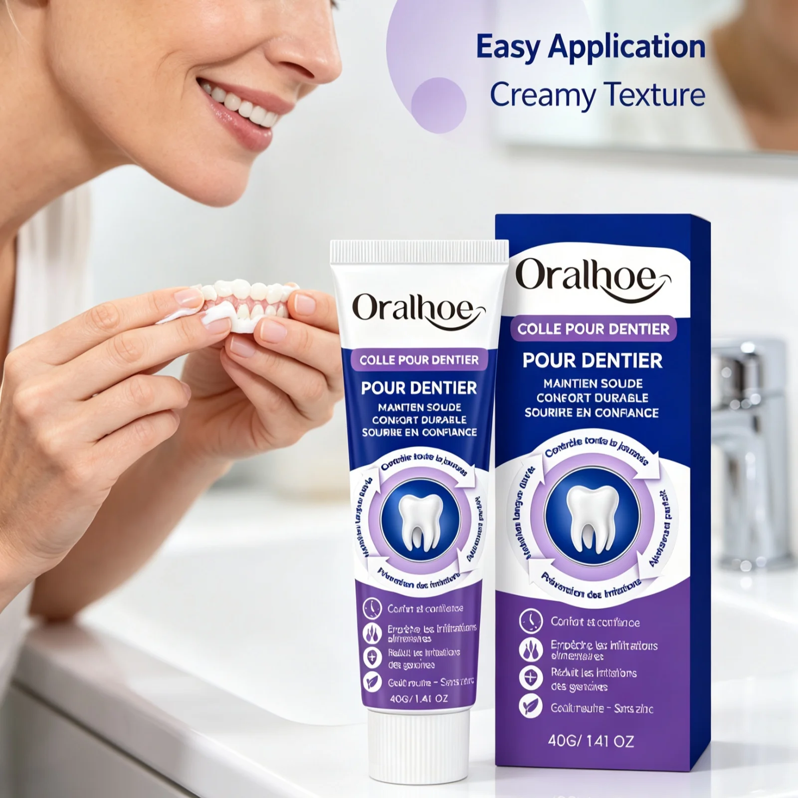 Denture Adhesive Cream Prevents Loosening Shifting Restore Chewing Ability Stop Food Particles Infiltration Comfortable Gum Care