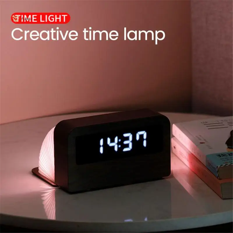 

Hot Selling LED Digital Time Light Alarm Clock Home Night Light Colorful Gradient Desktop Small Clock