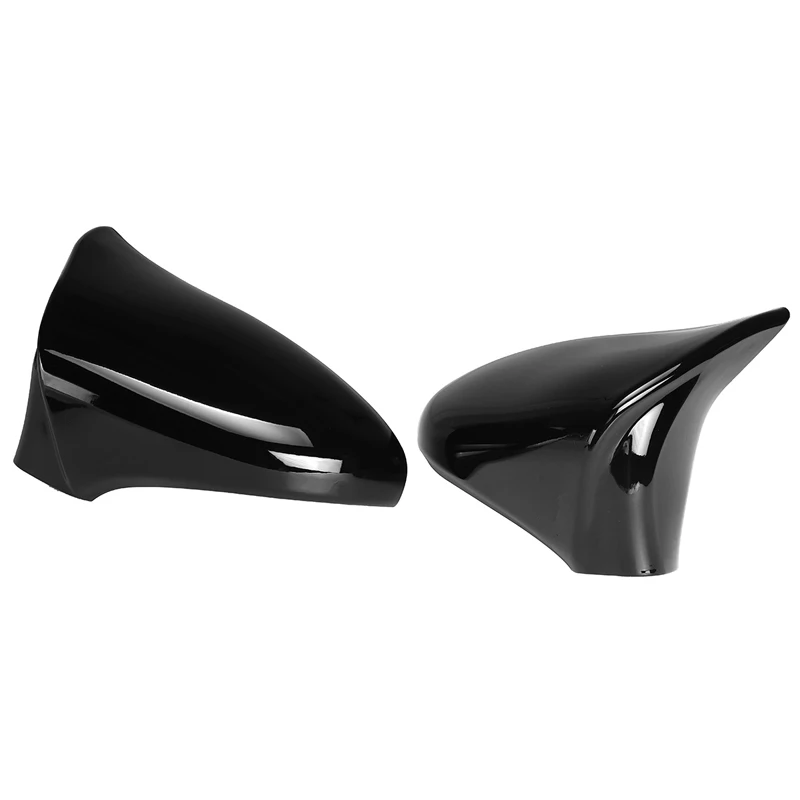 2pcs Glossy Black Horn Style Side Door Rearview Mirror Cover Cap Trim Fit for Lexus IS RC GS 300h 350 450h RC F SPORT 2015-2018