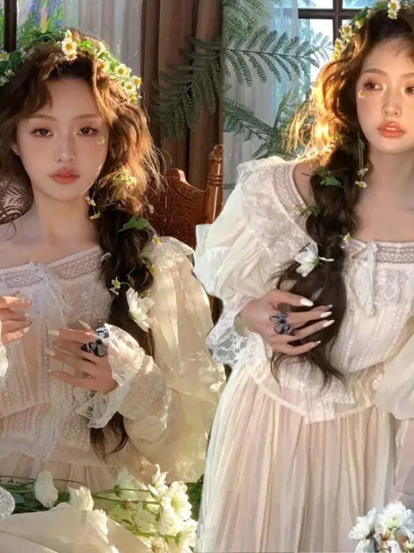 

Retro Oil Painting Style Girl's Dress Photography Studio Art Shot Theme Clothing New Arrival Fashionable Polyester Fabric