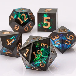 DnD Black Resin Dice Set, Handmade Polyhedral Dice Set for Dungeons and Dragons, d and d dice, Sharp Edged Resin D&D Dice Set