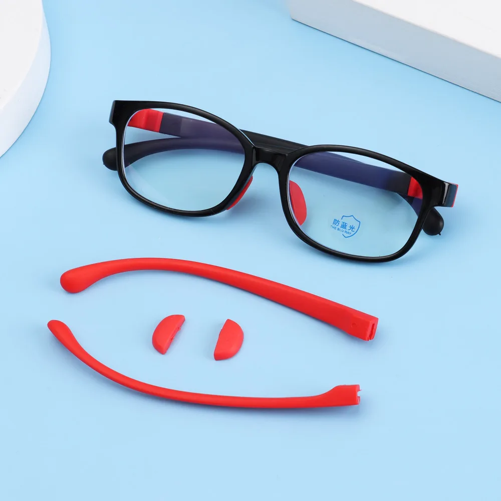 Children Silicone Anti-blue light Glasses TR90 Flexible Removable Flat Mirror Non-slip Sport Eyeglasses Frame Girls Boys Glasses