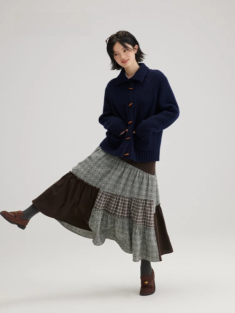 

Женская юбка Romantic Poet Botanique из смесовой шерсти с эластичным поясом, осенняя, из полиэстера и вискозы, с дизайнерскими вставками