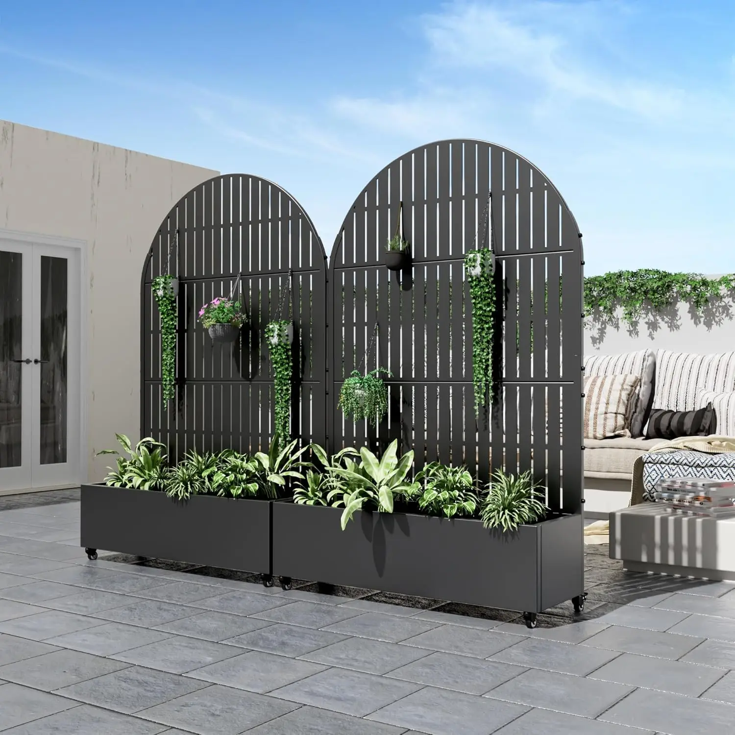 

Casaphoria Raised Garden Bed Metal Planter Box with Trellis, 72"x47"x16" for Outdoor Climbing Plants, Flowers Vegetables and Vin