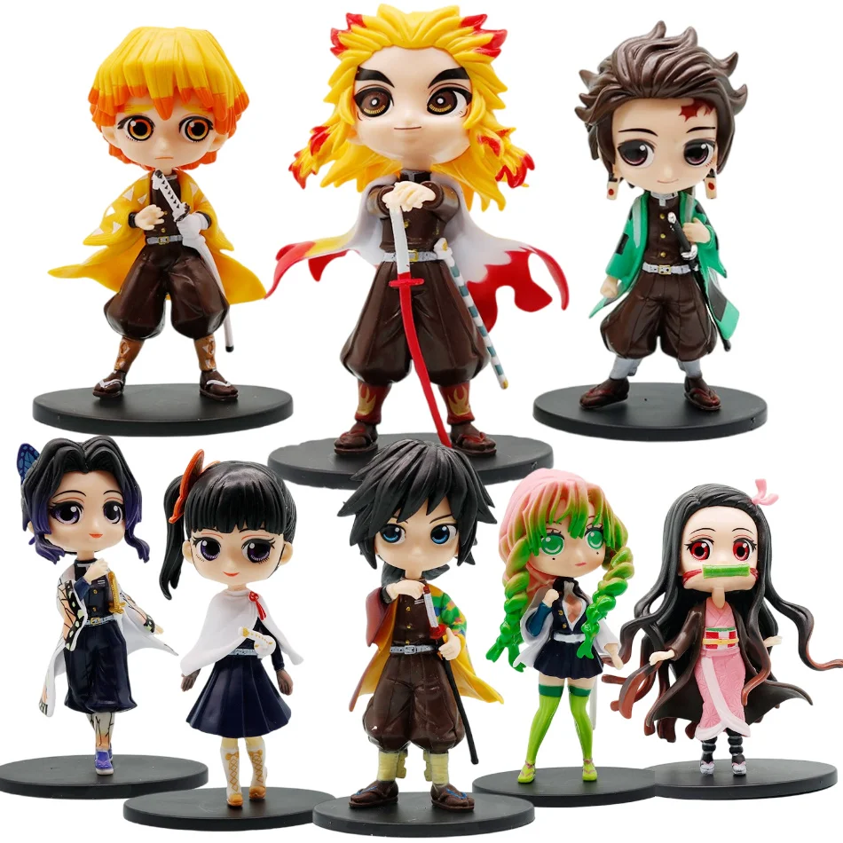 Figura Sorpresa de Anime Demon Slayer: Nezuko, Tanjirou, Zenitsu, Inosuke, Kyoujurou, Shinobu, Giyuu, Muñeco Qposket, Juguete, Regalo de Navidad