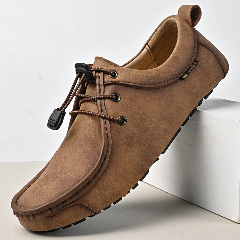 Men's Casual Fashion Loafers Handmade PU Leather Moccasins Slip-On Driving Shoes Range Male Flats Comfort Footwear Size 39-47