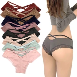 Sexy Ice Silk Cotton Breathable Comfortable Lace Underpants for Women