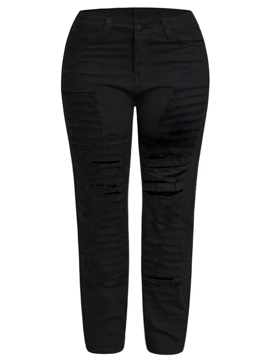 LW Plus Size Jeans strappati elasticizzati a vita media