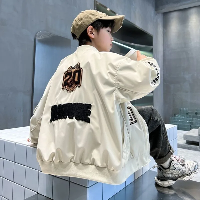 2025 New Boys Baseball Jacket Spring Autumn Kids Lightweight Jacket with Embroidery Design Kids Sportswear Jacket for Boys