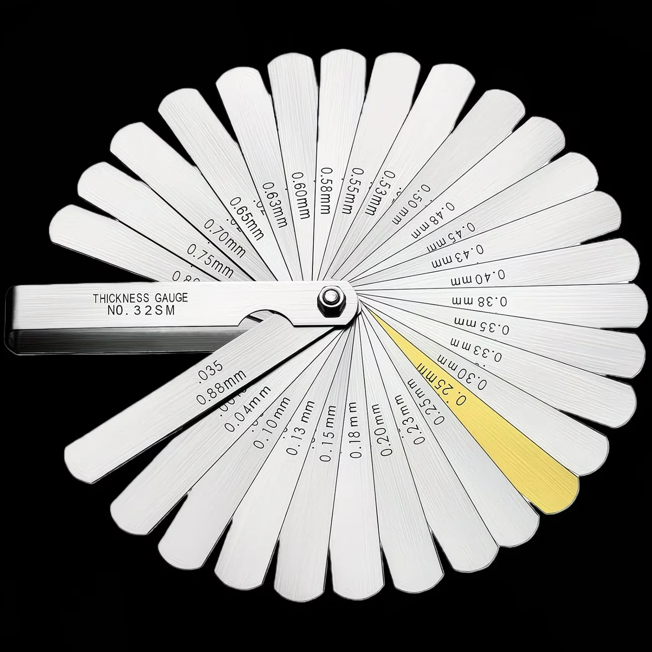 32 Piece Feeler Gauge Portable Durable Various Specifications Arc Stainless Steel Feeler Gauge Gap Gauge Rangefinder