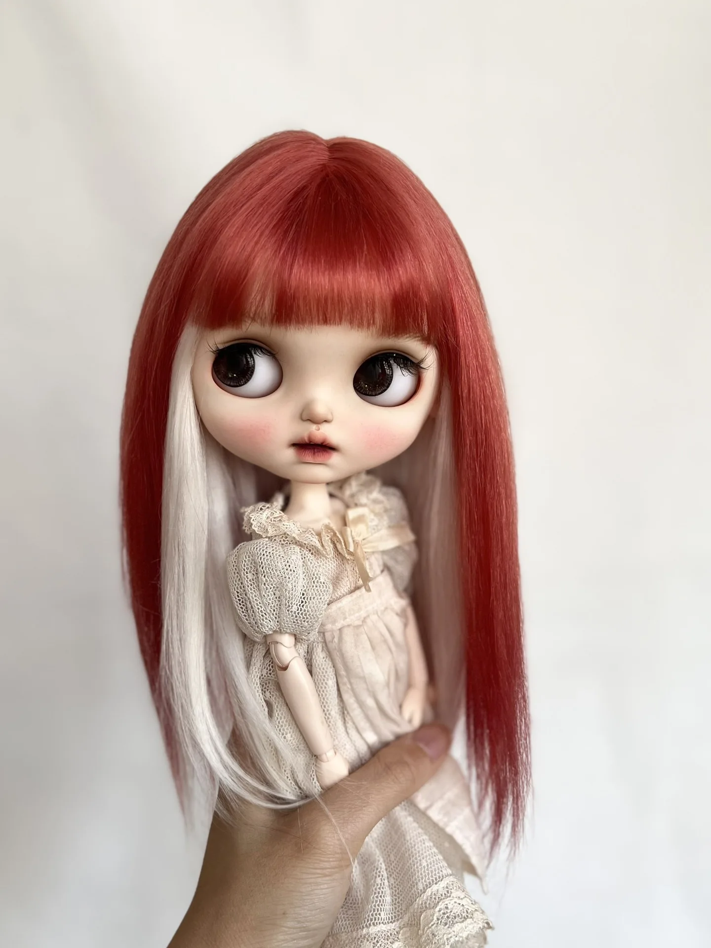 （Specially customized, construction period 2 months）Dula Doll Wigs for Blythe Qbaby natural Mohair Color mixing Straight hair