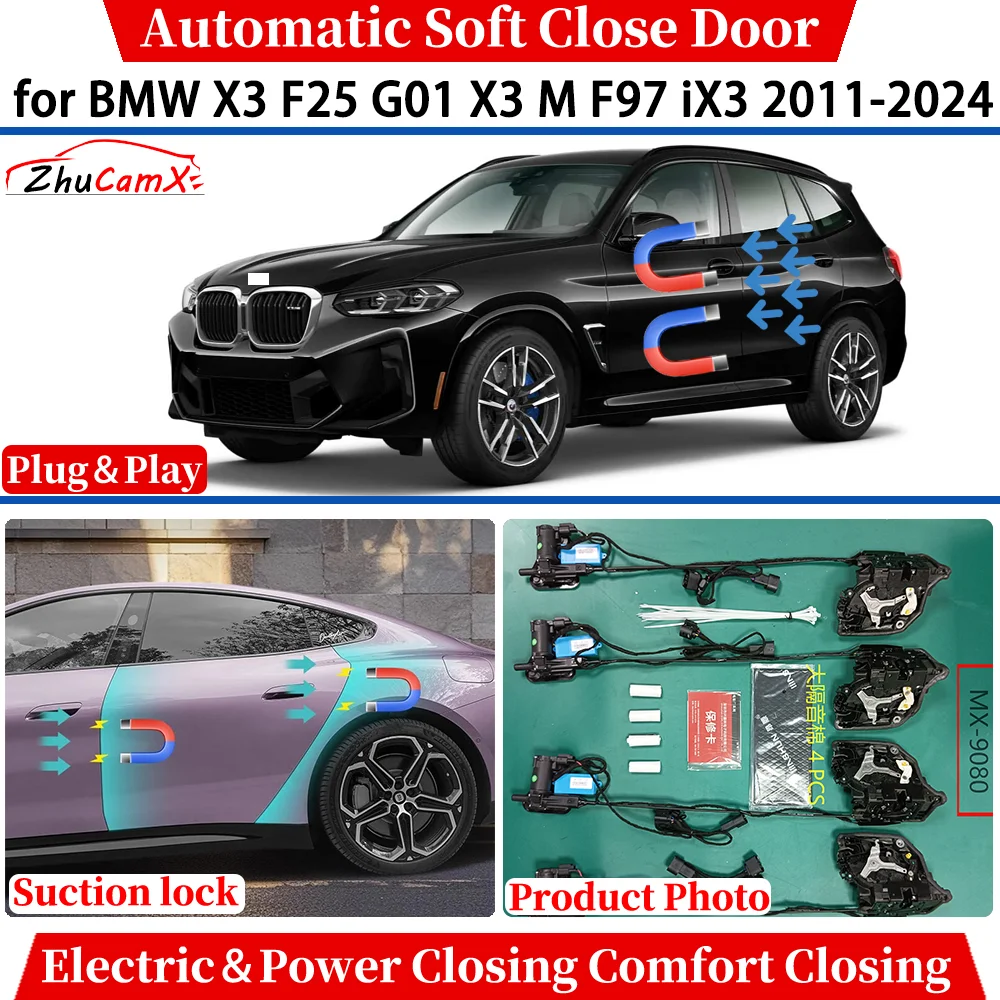 

for BMW X3 F25 G01 X3 M F97 iX3 2011-2024 Car Automatic Soft Close Door Electric Power Comfort Closing Suction lock Quiet System