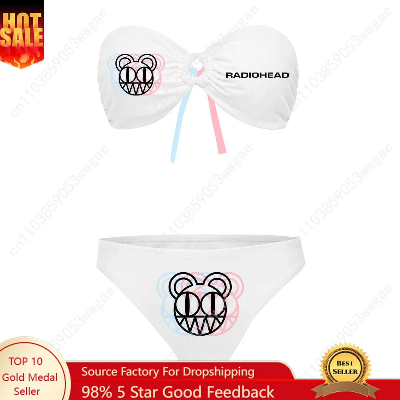 

Radiohead Rock Band Strapless Swimsuit Women Bathing Suit Personalized Fashion Swimwear Beach Sexy Bikini Customized Beachwear