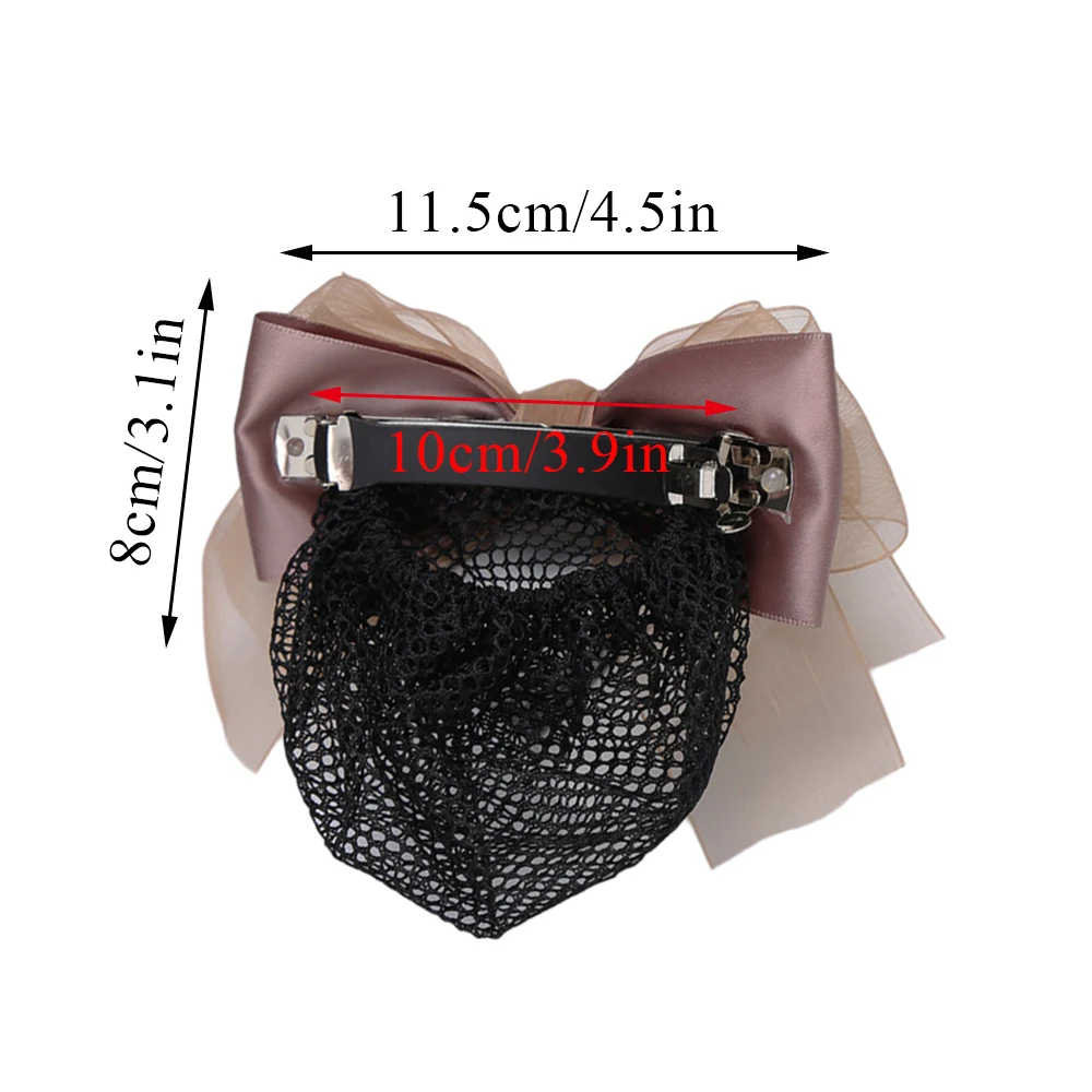 Fashion Satin Gauze Bow Hair clip with Net Hair Bun Cover Bowknot Snood Hairgrips Office Ladies Headwear Hair accessories