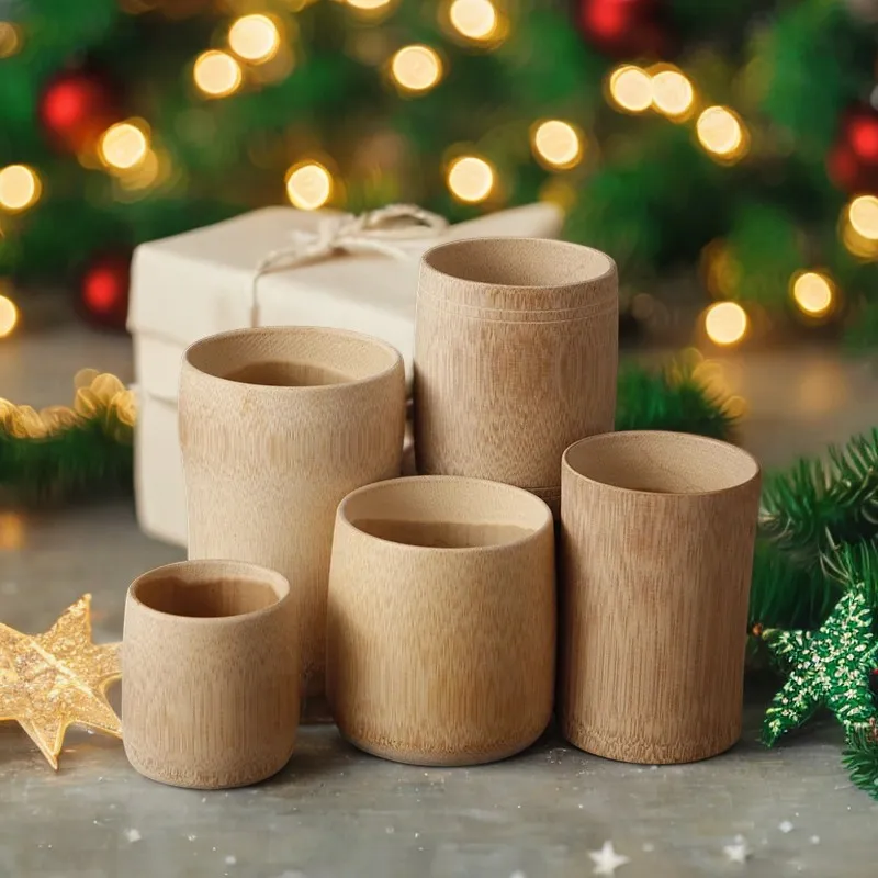 1PCS Japanese Sake Cup Natural Bamboo Teacups Chinese Wooden Water Cup for Tea Wine Coffee Juice Drinking Mug Handmade Straw Mug