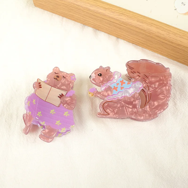 1 قطعة سلسلة حيوانات جديدة مخلب كليب أرنب عيد الفصح مخلب كليب السنجاب الاكريليك مشبك شعر مشبك مخلب لطيف وبسيط #2