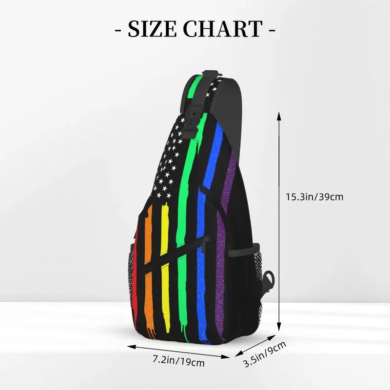 Customized Rainbow American Flag Gay Pride Sling Bag LGBT Lesbian Shoulder Crossbody Chest Backpack Travel Hiking Daypack