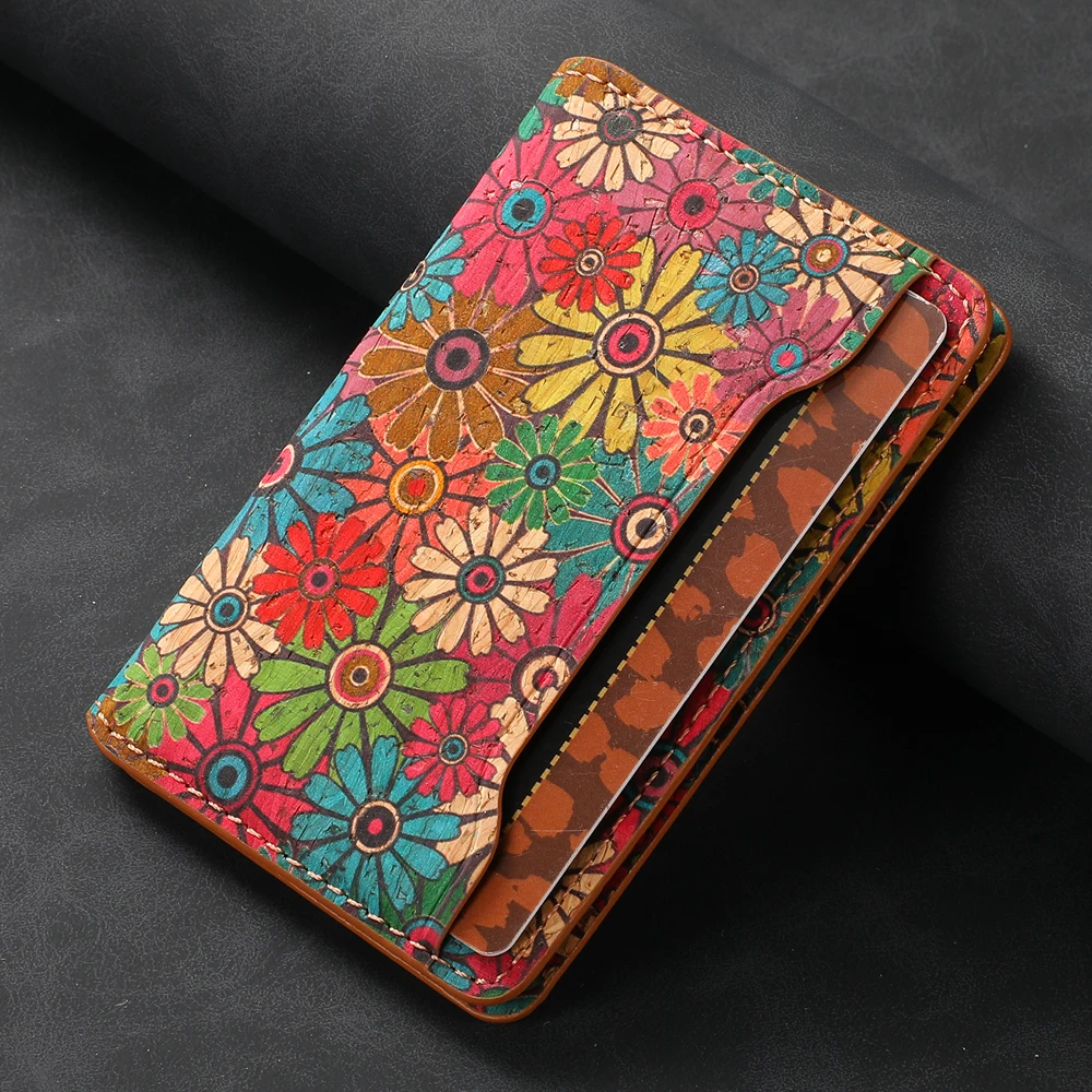 

For Magsafe Floral Cork Card Holder For iPhone 17 16 15 Pro Max Magnetic Wallet Case For Samsung Galaxy S26 S25 Gift Card Case
