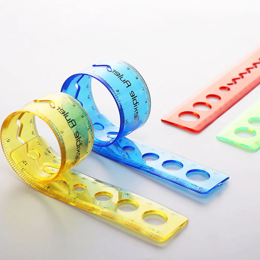 

4pcs Clear Flexible Rulers Wear-Resistant Portable Measuring Tools For Kids Students Household Use Accurate Scale