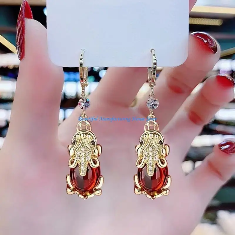 

E56A Sparkly Formal Animal Earrings Unique Ear Clip Ear Hooks Charm for Women