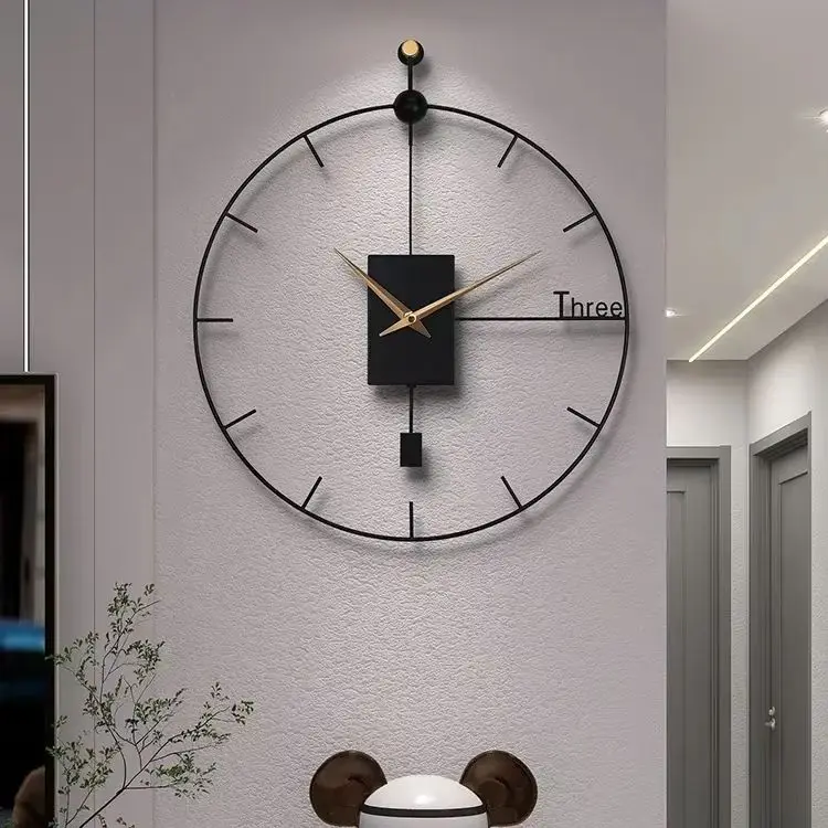

Stylish Luxury Swingable Wall Clocks Living Room Modern Vintage Pendulum Clock Large Brief Wall Clock for Home Decor, Nordic