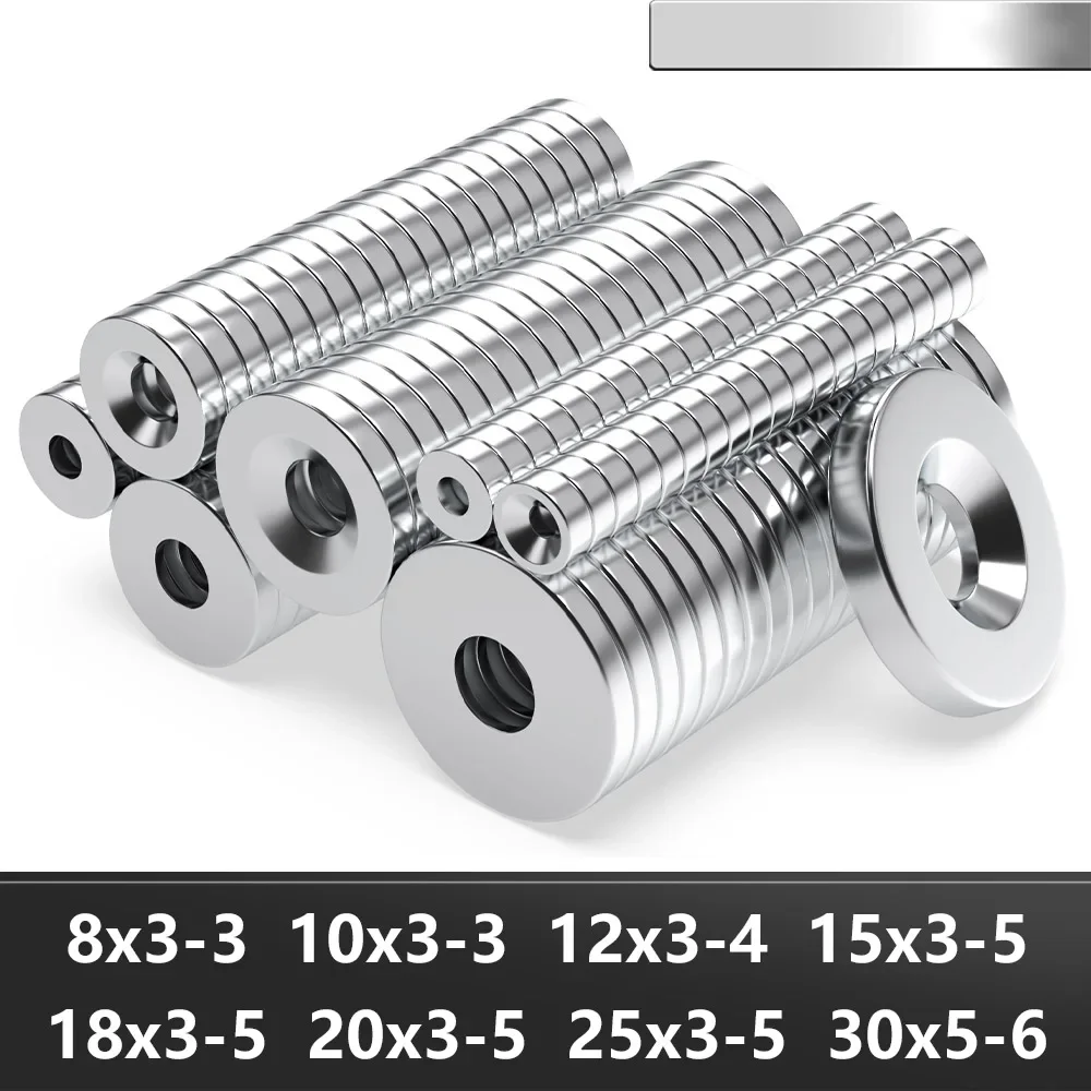 25x3-5mm N35 초강력 네오디뮴 자석 구형 구멍 포함 NdfeB 강력 영구 자석 냉장고 자석