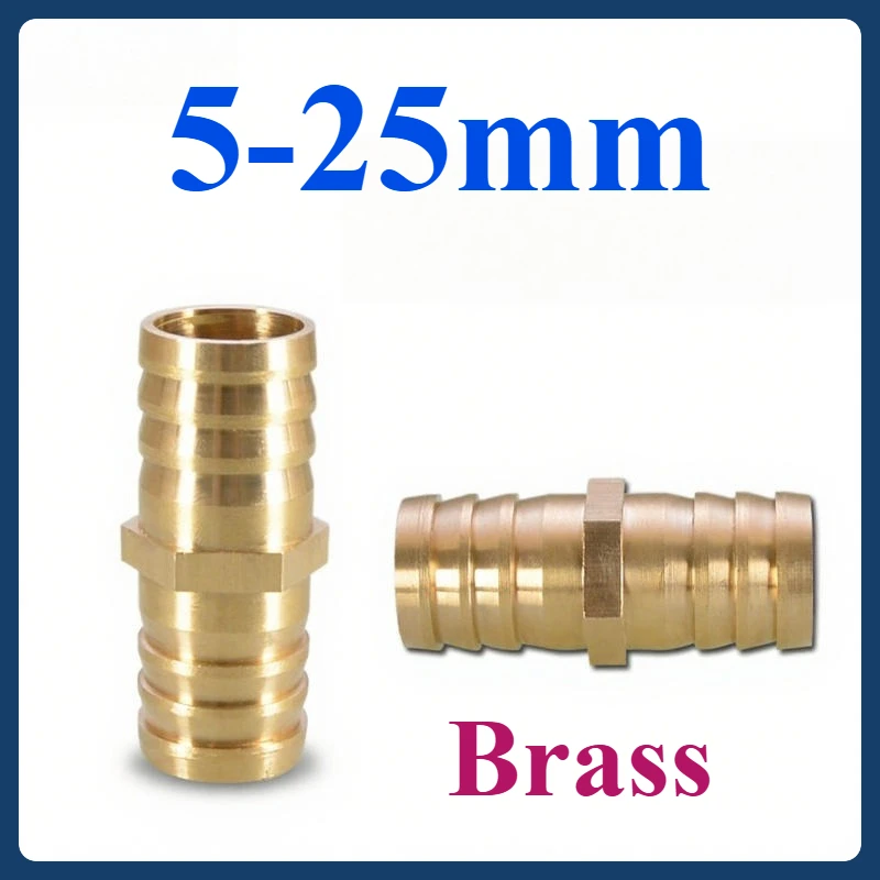 

1PCS Brass Straight Barb Hose Joiner - OD 5 6 8 10 12 14 16 19 25mm Adapters for Water/Gas/Oil, Pipe Fitting