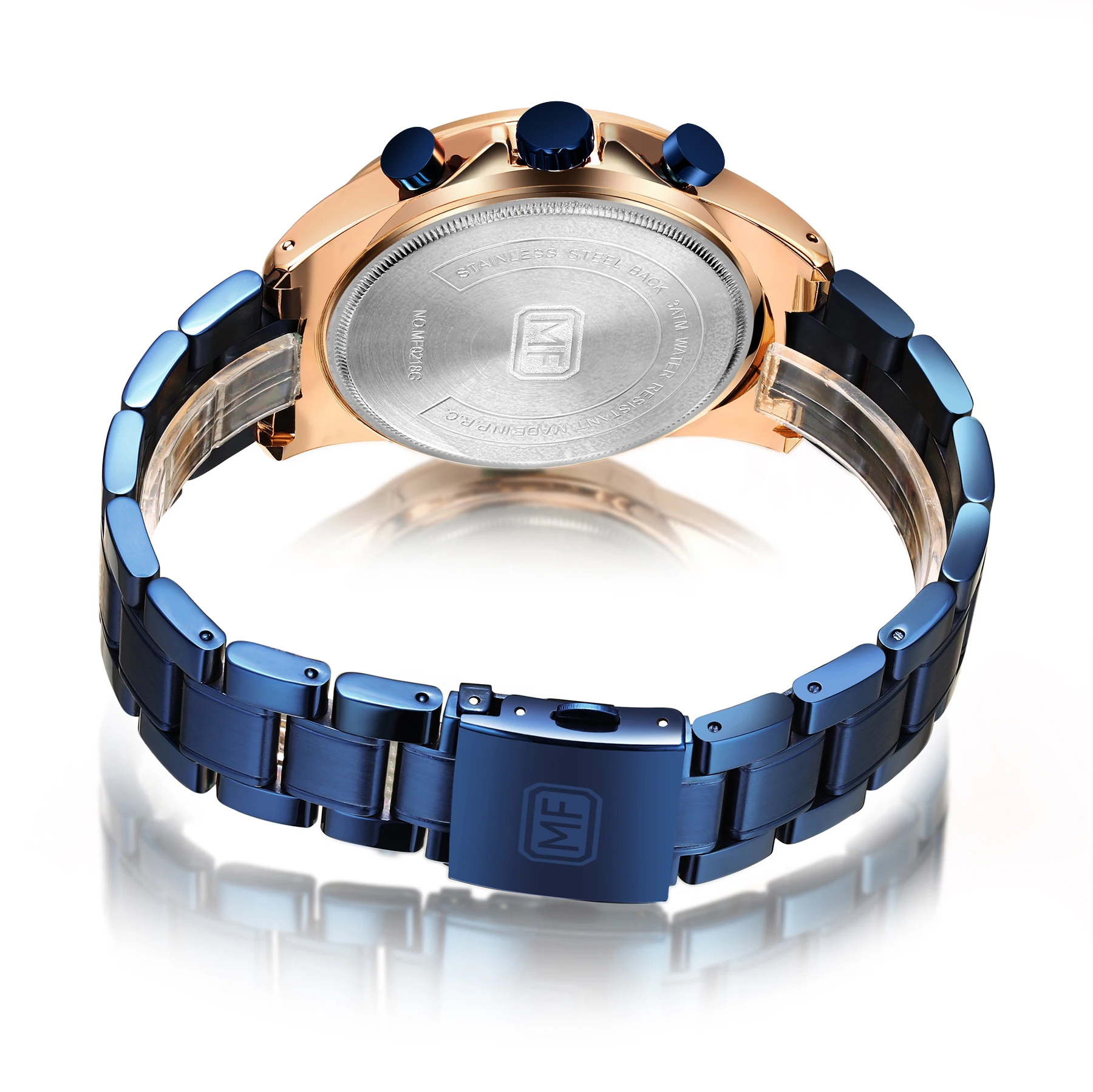 MINI FOCUS MF0218G Men Chronograph Watch Luxury Business Silver Stainless Steel Band Waterproof Quartz Watches