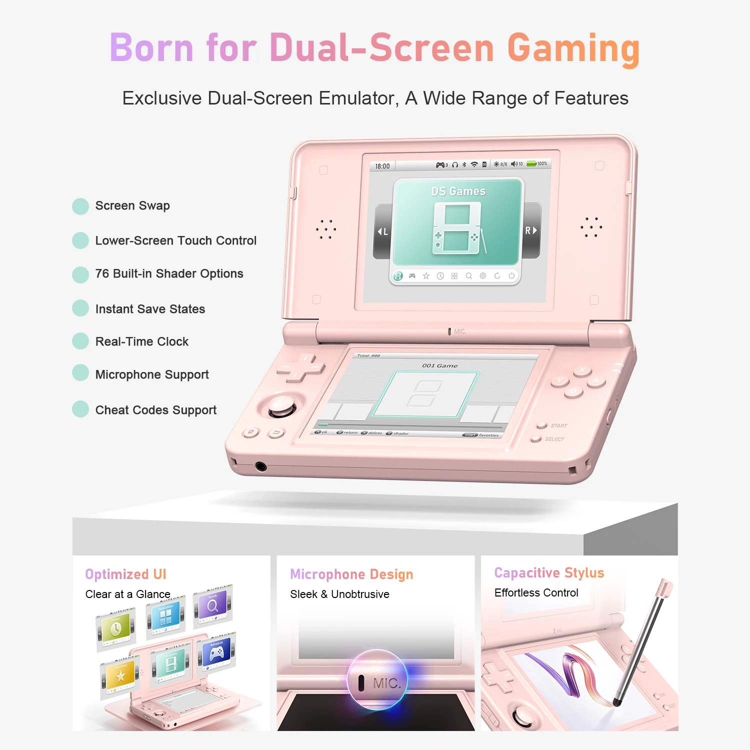 Anbernic RG DS Plus Handheld-Spielkonsole 4,3" IPS 1024*768 Dual-Screen 4000mAh DSP-Effekt-Algorithmen Linux Retro-Spiele-Player – Detail 5