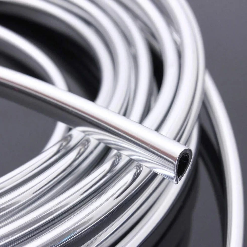 6m Car Door Chrome Moulding Trim Strip Edge Scratch Guard Protector Cover Strip Roll Chrome Styling Moulding Trim Strip