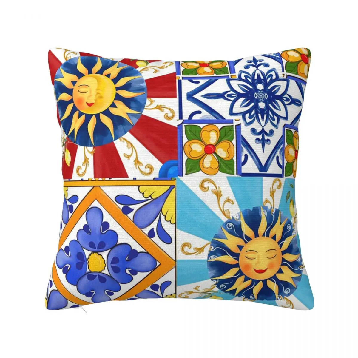 

Sicilian Tiles,sun,half Moon,mediterranean Style,lemon Art Pillowcase Pillows Cover Cushion Comfort Throw Pillow Cushions Used