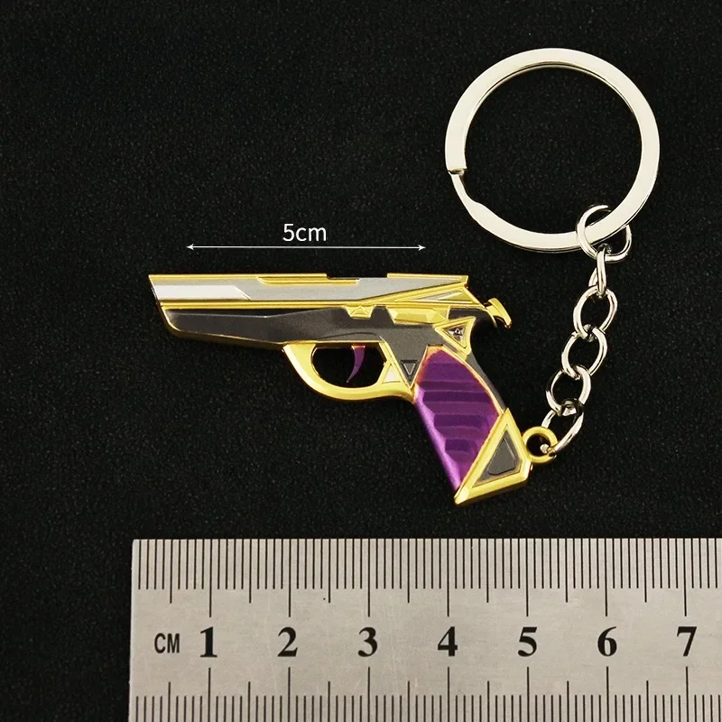 Mini Purple and Gold Pistol Toy Model Keychain 5cm for Collection, A Very Good Mini Toy Gun with Keychain Airsoft Accessories