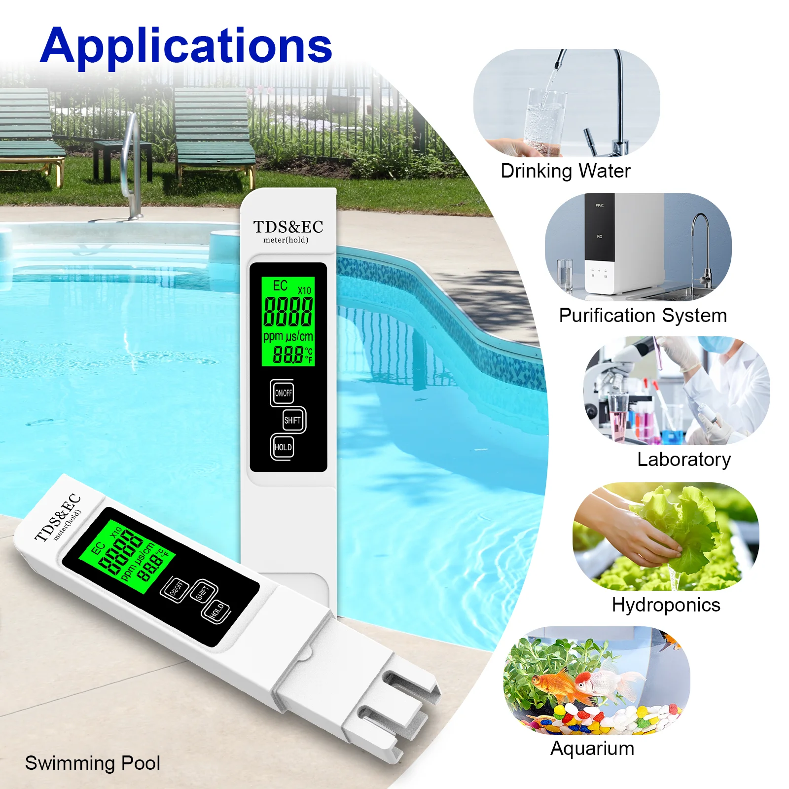 A5 Wasserqualitätstester Tragbares 4-in-1 TDS EC & Temperaturmessgerät 0-9999ppm Präzise für Trinkwasser, Hydroponik, Aquarium – Detail 11