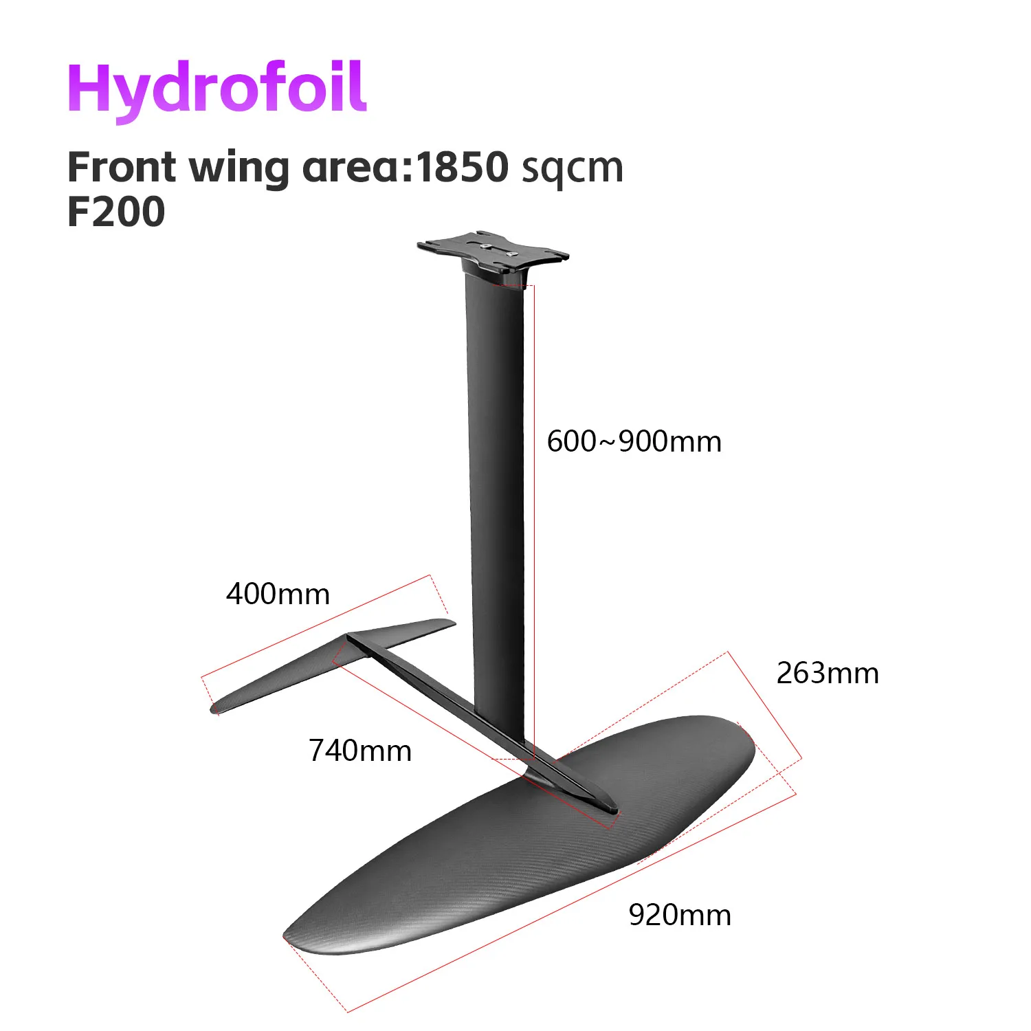 Hydrofoil Surf E Foil Board Large Wing Foil With Aluminum Mast Water Sports Full 3K Carbon Fiber 1850 Cm² Ocean Waters Pump Foil