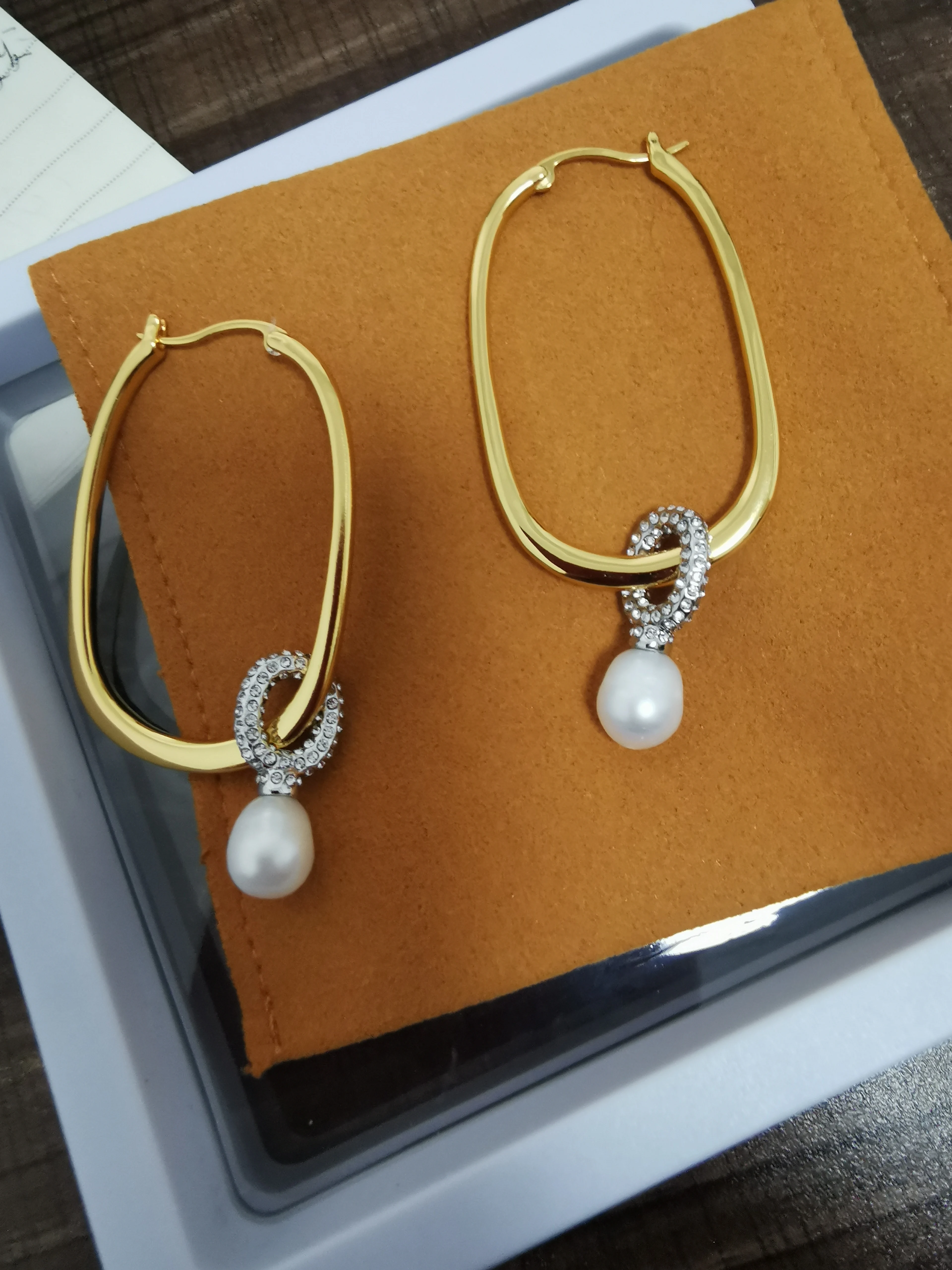 Brass AAA Zircon Natural Freshwater Pearl Big Drop Earrings Women Jewelry Punk Party T Show Gown Runway Korean Japan INS