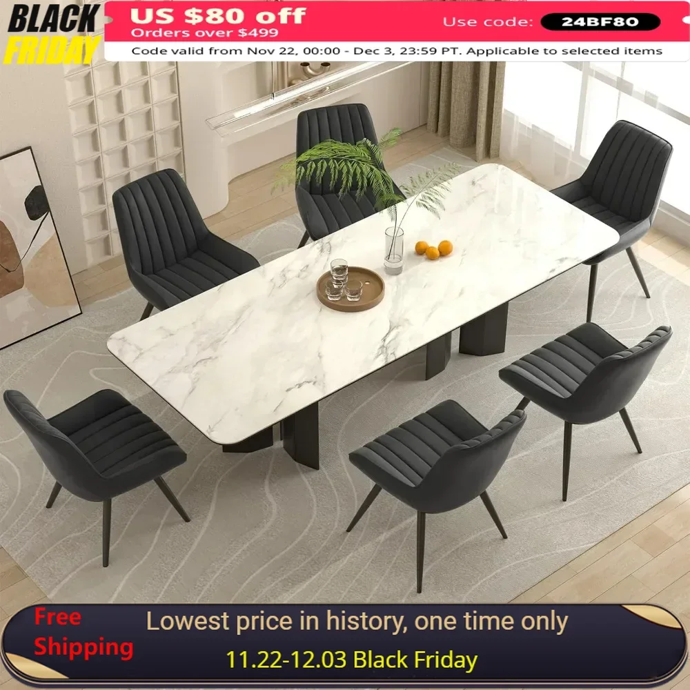 

Dining Chairs Set of 6 with Thick Cushions, Metal Legs, Comfy Upholstered Fabric Kitchen Side Chairs, Dining Room Sets