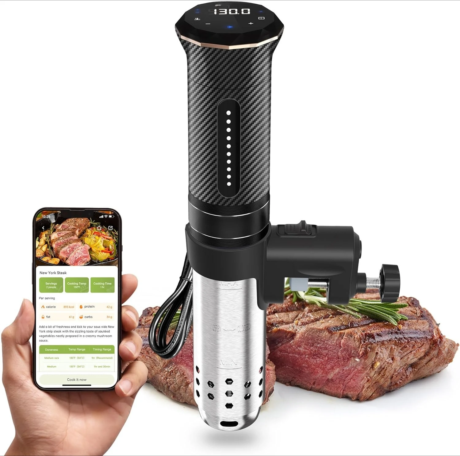 

Wi-Fi Sous Vide машина: ультра-тихая плита Sous Vide, погружной циркулятор, управление через приложение, водонепроницаемая нержавеющая сталь IPX7 — горячая распродажа